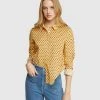 Oxford Poppy Cotton Retro Print Blouse Yellow