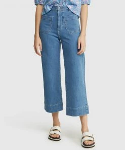 Oxford Alexa Ptach Pocket Wide Leg Jeans Med Blue Denim