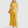 Oxford Rosie Pointelle Cotton Knit Mustard