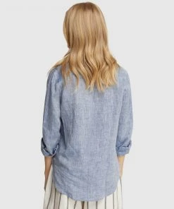 Oxford Arizona Pure Linen Shirt Denim Blue -Deals The Style Setters Store http3A2F2Fstatic.theiconic.com .au2Fp2Foxford 4099 5989441 3