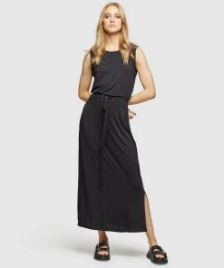 Oxford Coco Drawstring Waist Knit Dress Black