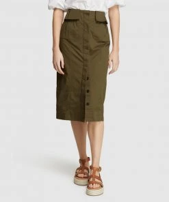 Oxford Bobbi Cotton Stretch Skirt Olive