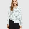 Oxford Poppy Geo Print Blouse Ivory