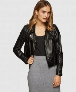Oxford Emma Biker Leather Jacket Black