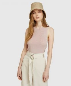 Oxford Rocky Crop Rib Singlet Pink