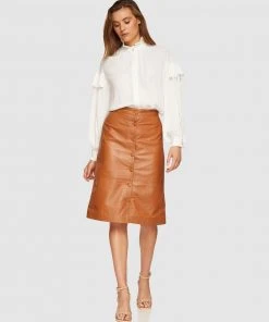 Oxford Gigi Leather Skirt Tan -Deals The Style Setters Store http3A2F2Fstatic.theiconic.com .au2Fp2Foxford 4531 9111601 5