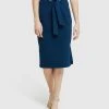 Oxford Giselle Eyelet Detail Ponti Skirt Petrol Blue