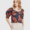 Oxford Billy Tropical Print Cotton Top Navy/Spice