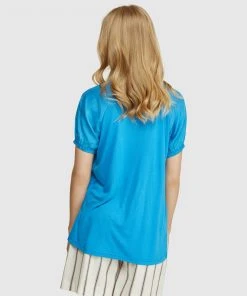 Oxford Hannah Woven Front T-Shirt Blue -Deals The Style Setters Store http3A2F2Fstatic.theiconic.com .au2Fp2Foxford 4620 1886641 3