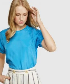 Oxford Hannah Woven Front T-Shirt Blue -Deals The Style Setters Store http3A2F2Fstatic.theiconic.com .au2Fp2Foxford 4622 1886641 4