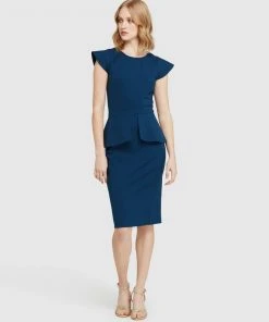 Oxford Bella Peplum Ponti Dress Petrol Blue -Deals The Style Setters Store http3A2F2Fstatic.theiconic.com .au2Fp2Foxford 4673 1545811 5