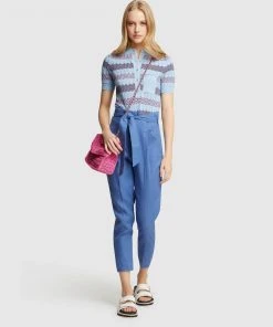 Oxford Lara Pointelle Cotton Knit Blue