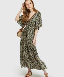 Oxford Florence Keyhole Maxi Floral Dress Black/copper