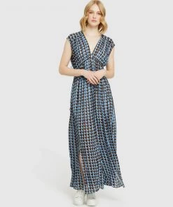 Oxford Aria Georgette Maxi Dress Blue