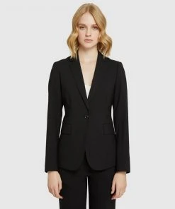 Oxford Alexa Blk Wool Stretch Suit Jacket Black