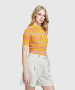 Oxford Lara Pointelle Cotton Knit Mustard/Pink -Deals The Style Setters Store http3A2F2Fstatic.theiconic.com .au2Fp2Foxford 4861 7878511 2