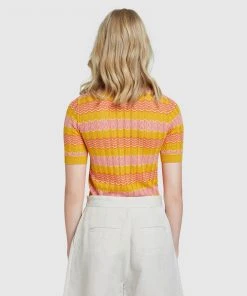Oxford Lara Pointelle Cotton Knit Mustard/Pink -Deals The Style Setters Store http3A2F2Fstatic.theiconic.com .au2Fp2Foxford 4864 7878511 3