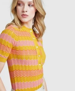 Oxford Lara Pointelle Cotton Knit Mustard/Pink -Deals The Style Setters Store http3A2F2Fstatic.theiconic.com .au2Fp2Foxford 4866 7878511 4