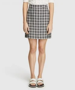 Oxford Darcy Check Linen Mini Skirt Grey