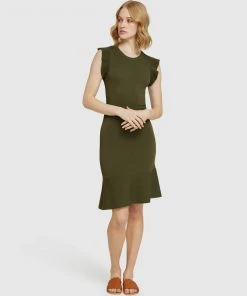 Oxford Victoria Knitted Mini Dress Khaki