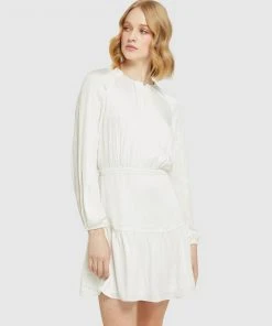 Oxford Faust Lace Trim Dress Ivory