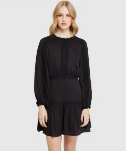 Oxford Faust Lace Trim Dress Black