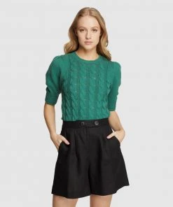 Oxford Ivy Cable Knit Green