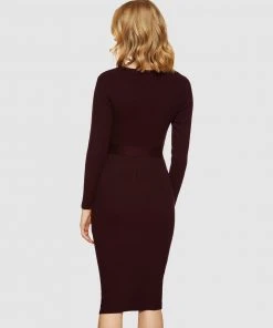 Oxford Anna Ribbed Knitted Dress Claret -Deals The Style Setters Store http3A2F2Fstatic.theiconic.com .au2Fp2Foxford 5813 8616901 3
