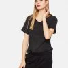 Oxford Layla Woven Front V-Neck T-Shirt Black