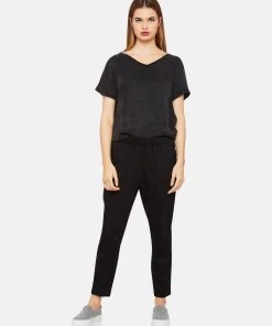 Oxford Layla Woven Front V-Neck T-Shirt Black -Deals The Style Setters Store http3A2F2Fstatic.theiconic.com .au2Fp2Foxford 5974 525476 4
