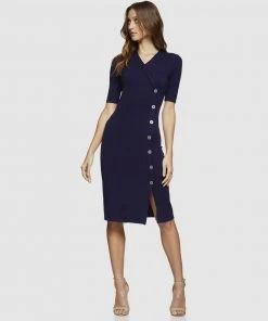Oxford Mira Button Details Dress Navy