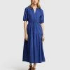 Oxford Georgia Cotton Maxi Dress Blue