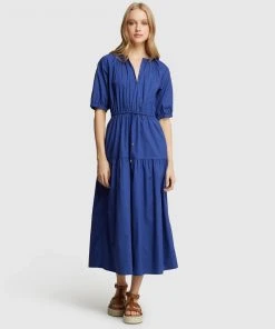 Oxford Georgia Cotton Maxi Dress Blue
