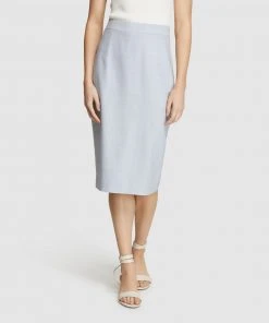 Oxford Peggy Stretch Eco Suit Skirt Blue