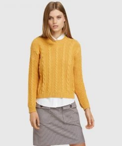 Oxford Kiki Cotton Cable Knit Yellow