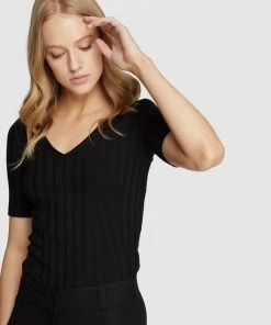 Oxford Lucy Rib V-neck Knit Black -Deals The Style Setters Store http3A2F2Fstatic.theiconic.com .au2Fp2Foxford 6553 6878931 4