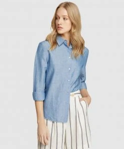 Oxford Arizona Linen Cotton Shirt Chambray
