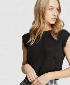 Oxford Skylar Woven Front T-Shirt Black -Deals The Style Setters Store http3A2F2Fstatic.theiconic.com .au2Fp2Foxford 6566 5264041 4