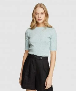 Oxford Jasmine Rib Knit Top Sage