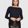 Oxford Gianna Metallic Boatneck Knit Navy