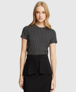 Oxford Dotty Geo Print T-Shirt Black/off white