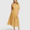 Oxford Georgia Cotton Retrol Print Dress Yellow