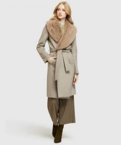 Oxford Fallon Detachable Fur Lapel Coat Oatmeal