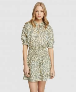 Oxford Isabel Grey Animal Print Top Grey/ecru