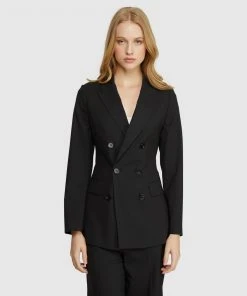 Oxford Billie Blk Wool Stretch Suit Jacket Black