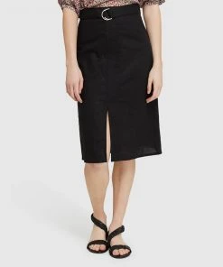 Oxford Noah Linen Skirt Black