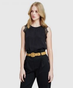 Oxford Kitty Lace Trim Tank Black