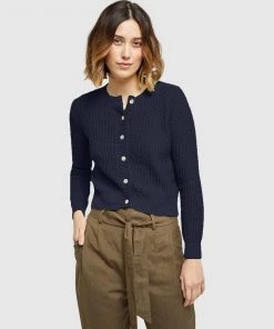 Oxford Samara Pointelle Cardigan Navy