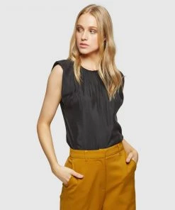 Oxford Totti Woven Front T-Shirt Black