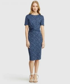 Oxford Penny Animal Printed Jersey Dress Navy/Blue